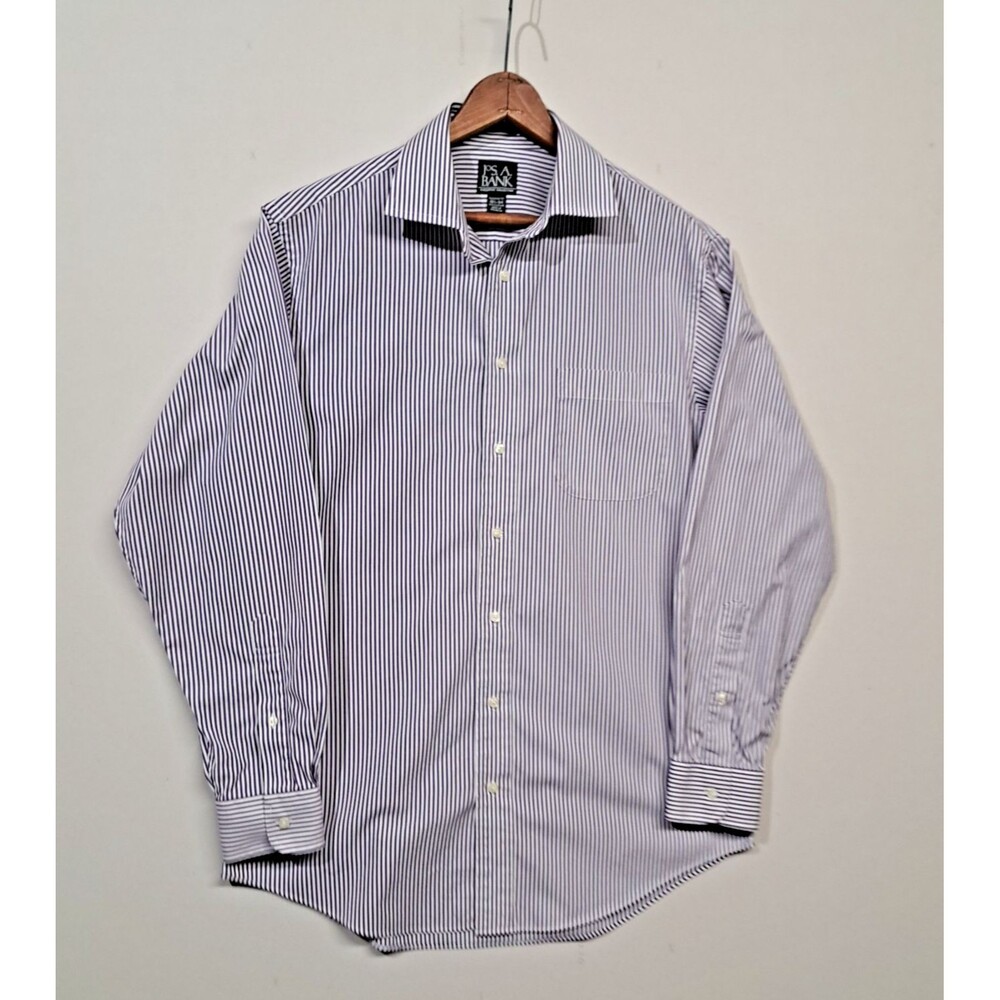 Jos A Bank Executive Tailored Fit Shirt 15.5 - 34 Purple Stripe Cotton